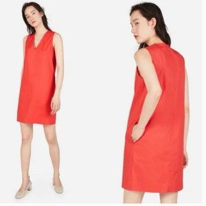 Everlane Orange Red Sheath V Neck  Cotton Shift Dress  6